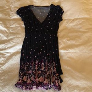 Blue & pink wrap-around dress